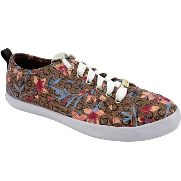 Guess NEW Goodlie Floral Patterned Coated Canvas Sneakers Lace-Up, Women’s Sz 10 - Picture 5 of 11